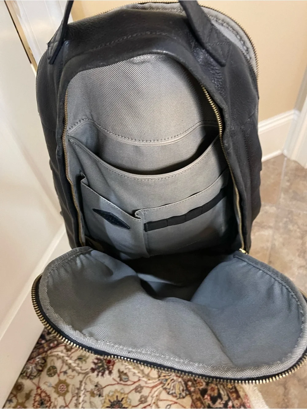 Fossil Black Leather Tess Laptop Backpack